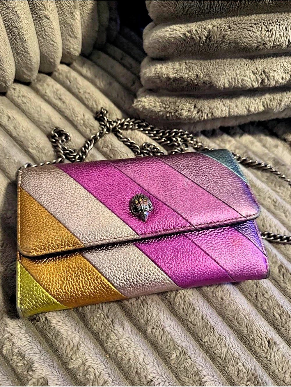 Kurt Geiger London Kensington Stripe Wallet crossbody bag rainbow Multicolor